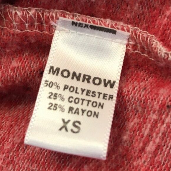 MONROW Supersoft Crewneck Sweatshirt  XS Vintage Red Pullover Beach Sweater - Picture 6 of 7